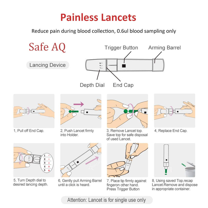 [Australia] - sinocare Diabete Blood Glucose Test Strips x 50 & Diabetes Lancets x 50, Safe AQ Test Strips, Blood Sugar Test Strips for Safe AQ Smart/Voice Only Aq Test Strips X 50 
