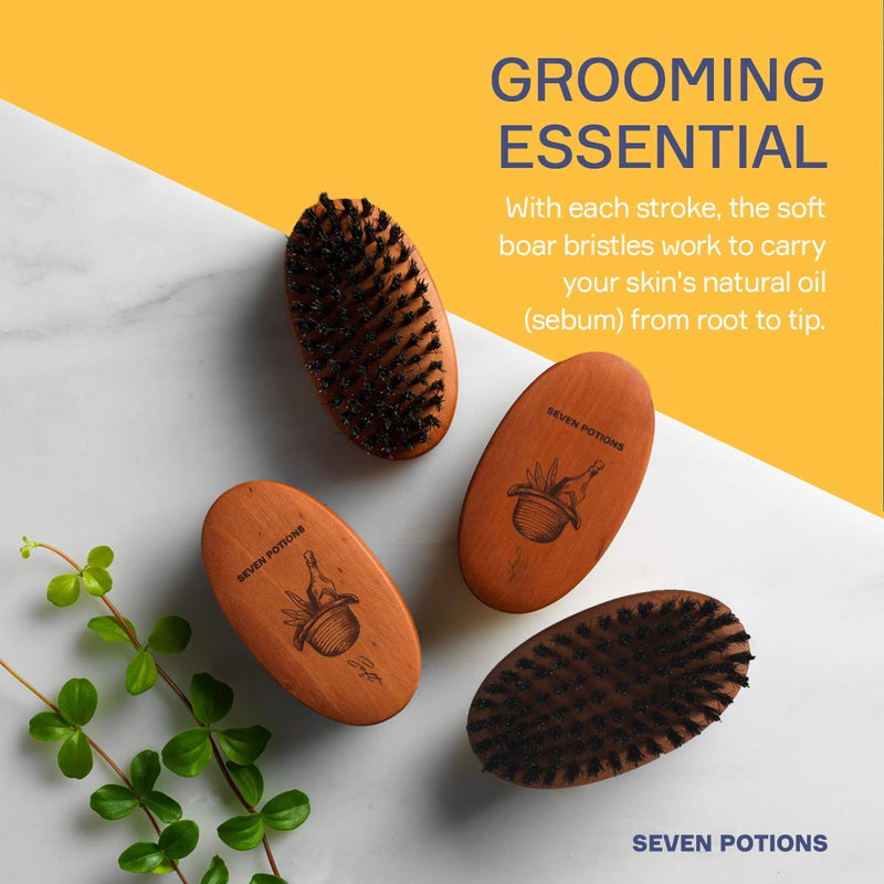 [Australia] - Seven Potions Boar Bristle Beard Brush For Men ‚Äî Made of Pear Wood with Soft Second-Cut Boar Hair ‚Äî Soft Bristles To Tame and Soften Your Facial Hair 