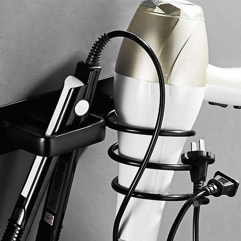 [Australia] - Hair Dryer Straightener Holder With Cable Tidy, Wall Mounted Metal Hair Dryer Hanger Hairdryer Holder Station for Dressing Table Professional Spiral Straightener 