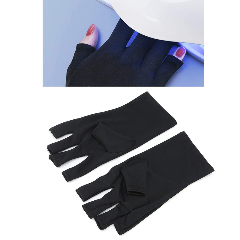 [Australia] - LED Nail Art Curing Lamp Protection Glove Nail Art Skin Care Glove for Gel Nail Lamp for Manicures for Harm, Sunburn, Home Outdoor Use(black) Black 