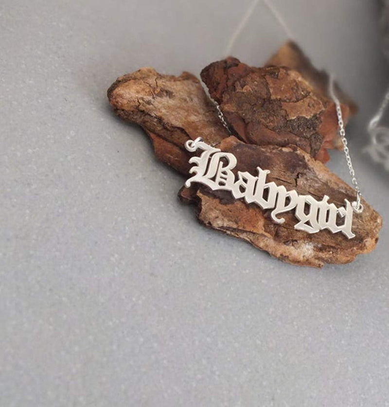 [Australia] - Ouslier Personalized Name Necklace with Old English Font Custom Made with Any Names Copper Babygirl 