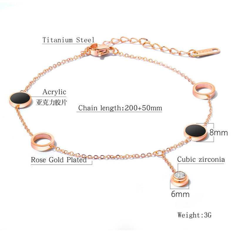 [Australia] - DazzlingShine Rose Gold High Polished Titanium Steel Beach Chain Anklets Bracelet Round Shaped 