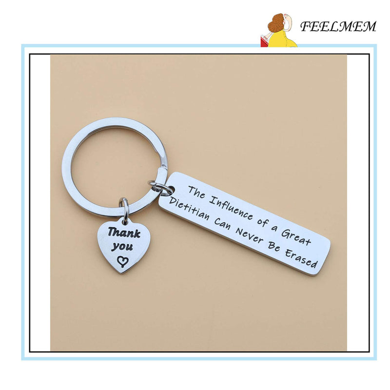 [Australia] - FEELMEM Dietitian Gift Nutrionist Gift Dietitian Appreciation Keychain The Influence of a Great Dietitian Can Never Be Erased Jewelry for Registered Dietitian Dietician silver 