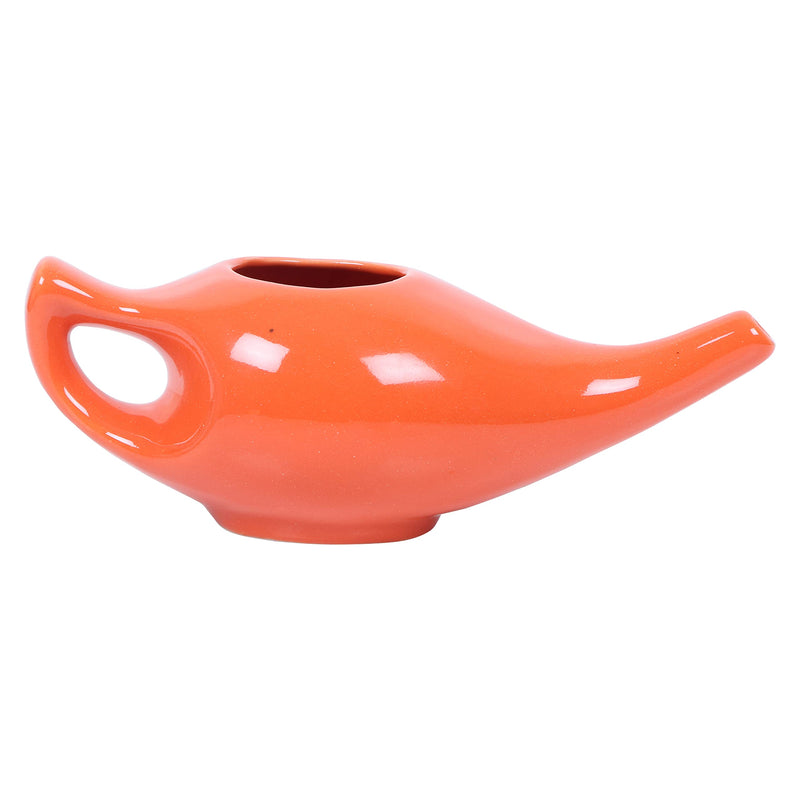[Australia] - Leak Proof Durable Ceramic Neti Pot Comfortable Grip | Microwave and Dishwasher Friendly Natural Treatment for Sinus and Congestion (Orange) 