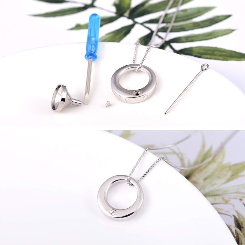 [Australia] - 925 Sterling Silver Cremation Pendant Jewelry Keepsake Urn Necklace for Ashes with Circle of Life Eternity (Life Eternity Necklace) 