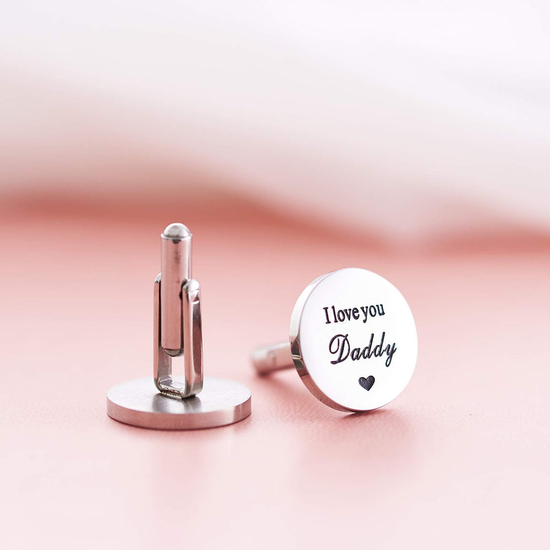 [Australia] - Melix Home Wedding Gifts for Him, Father of The Bride I Love You Daddy Round Cuff Links, Wedding Gift for Daddy from Daughter Grey 