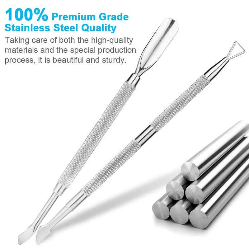 [Australia] - 2PCS Cuticle Pusher and Cutter Set, Triangle Cuticle Nail Pusher Peeler Scraper, Professional Grade Stainless Steel Cuticle Remover, Durable Pedicure Manicure Tools for Fingernails Toenails by NANTuYo Silver 
