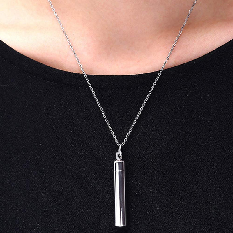 [Australia] - Jude Jewelers Stainless Steel Cone Shaped Perfum Ash Memorial Cremation Keepsake Holder Pendant Necklace Cylinder 