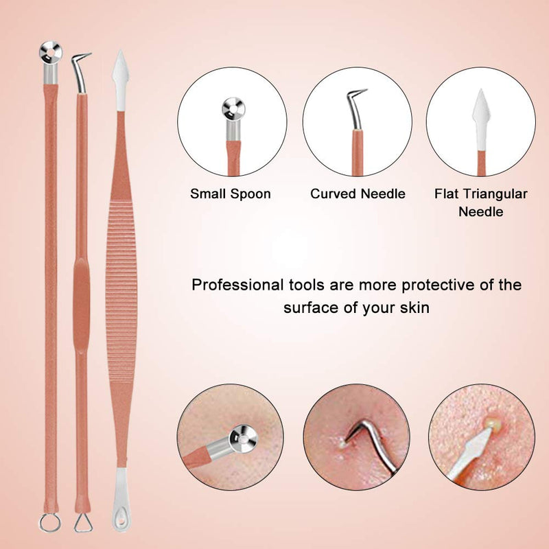 [Australia] - 10 PCS Blackhead Remover Tool Kit, Aooeou Professional Stainless Steel Pimple Popper Tool Treatment for Blemish, Whitehead Popping, Zit Removing for Nose Face Rose gold 