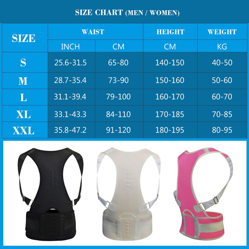 [Australia] - Thoracic Back Brace Posture Corrector - Magnetic Support for Neck Shoulder Upper and Lower Back Pain Relief - Perfect Posture Brace for Cervical Lumbar Spine - Fully Adjustable Belt (Black, XX-Large) Black 2X-Large (Pack of 1) 