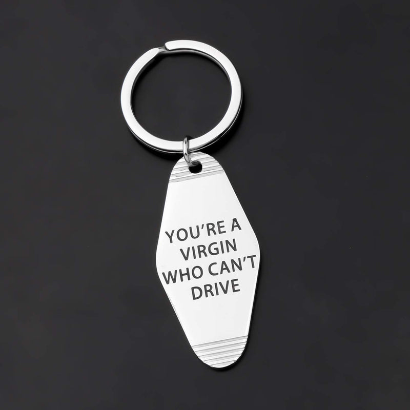 [Australia] - ENSIANTH Hotel Keychain Clueless Inspired Keychain You're a Virgin Who Can't Drive Motel Key Tag 