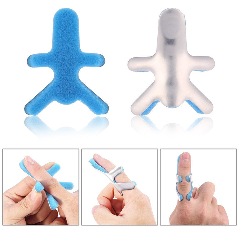 [Australia] - Frog Type Finger Splint, 1 Pair Finger Straightening Brace with Padded Aluminum Fixing Support Pad Metal Finger Support for Tendon Release & Pain Relief (L) L 