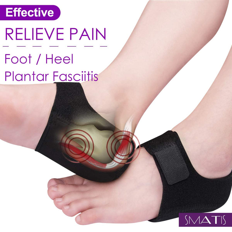 [Australia] - SMATIS Heel Protectors, Heel Cups for Plantar Fasciitis, 2PCS Heel Cushion for Achilles Tendonitis Bone Spur Aching Feet Relieve Heel Pain(Size: Women 6-11 + Men 6-10) Black 