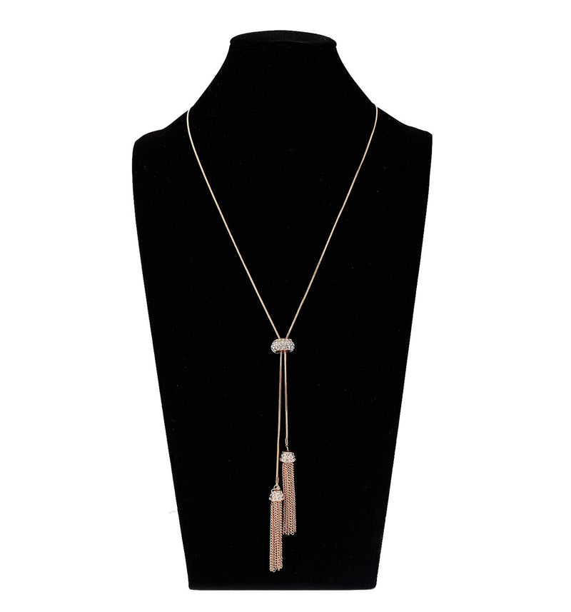 [Australia] - LIAO Jewelry Long Tassel Pendant Necklace Y Shaped Lariat Necklaces Adjustable Slide Necklace for Women Gold 