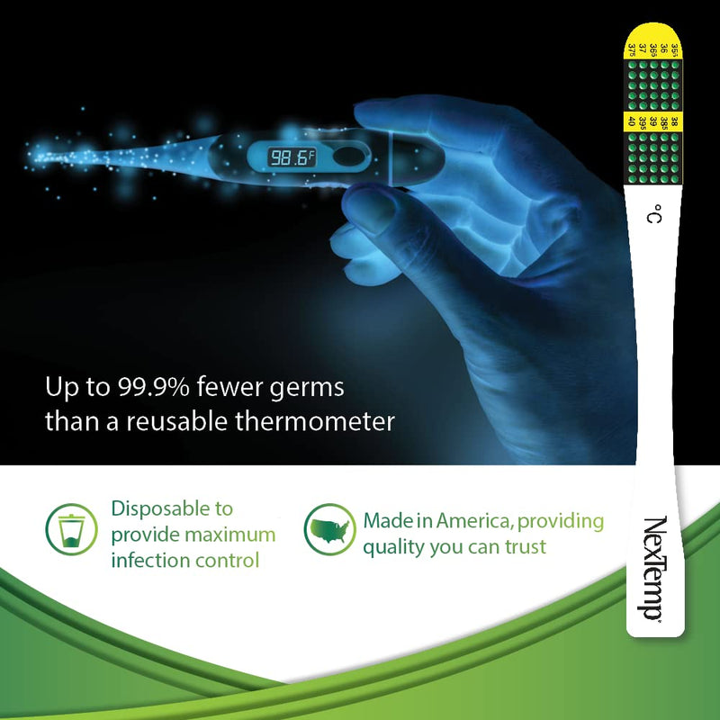 [Australia] - NexTemp® Ultra Single-Use Thermometers: Individually Wrapped 100-pack, Provides Superior Accuracy and Maximum Infection Control. Perfect for Businesses, Schools, First-Aid, Home, and Travel! (Celsius) 