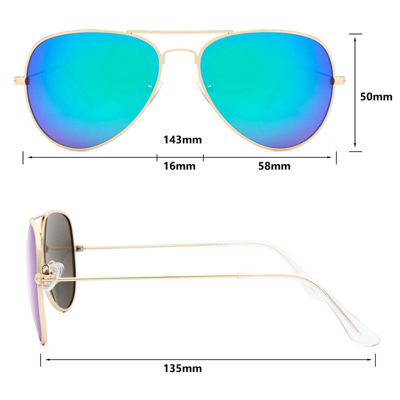 [Australia] - Livhò Sunglasses for Men Women Aviator Polarized Metal Mirror UV 400 Lens Protection Black Grey+blue Green 