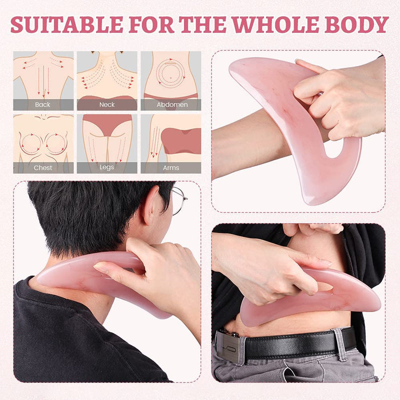 [Australia] - Gua Sha Massage Tool with Handle (Resin) Larger Guasha Scraping Tool for Back Neck Face Leg Massage, Lymphatic Drainage, Cellulite Remove Pink Large (Pack of 1) 