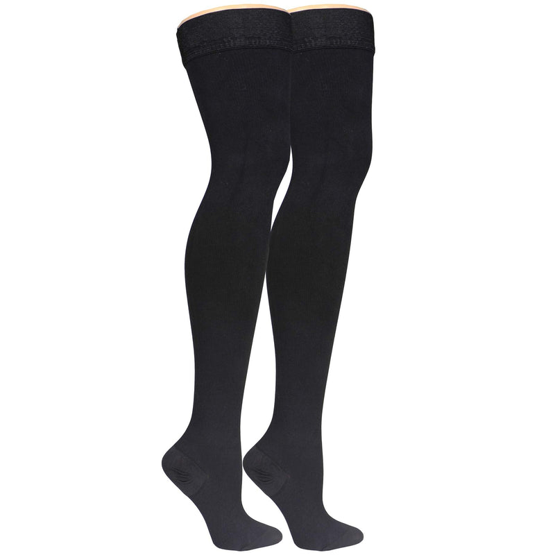 [Australia] - Truform Compression Socks, 20-30 mmHg, Men's Dress Socks, Thigh High Over Knee Length, Black, Large Large (1 Pair) 
