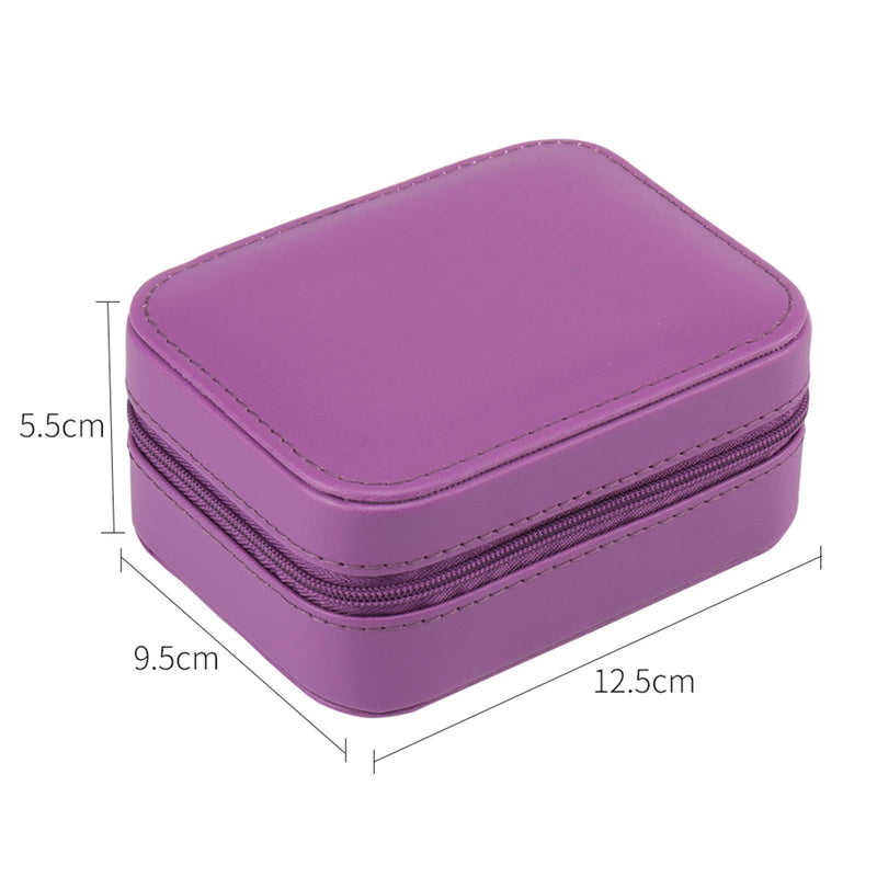 [Australia] - Botanka Travel Jewelry Box, Small Zipper Jewelry Case, Faux Leather Storage Organizer Gift box ( Purple) 
