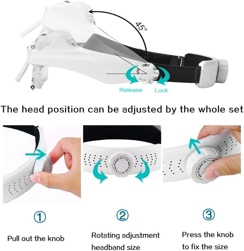 [Australia] - Head Magnifying Glasses with Light for Close Work,Headband Magnifying Glass with Light,Headband Magnifying Glass with 6 Detachable Lens Visor 
