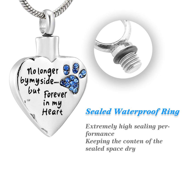 [Australia] - LYFML Cremation Jewelry Urn Necklace for Ashes for Pet Dog Cats, Engraved No Longer by My Side, But Forever in My Heart, Memorial Pendant Made of Titanium Steel, Support for Customization Blue 