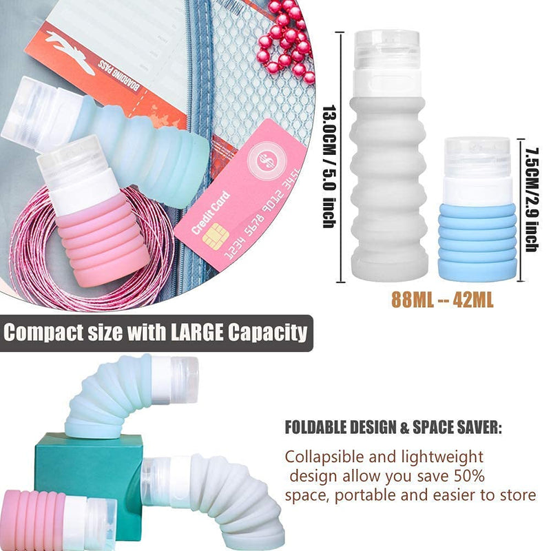 [Australia] - Collapsible Travel Size Bottles Portable Refillable Containers for Toiletries Shampoo Lotion Soap, Leak-Proof and TSA Approved, Ideal for Travel, Gym, Camping (Pack of 4) Gray+Blue+Green+Pink 