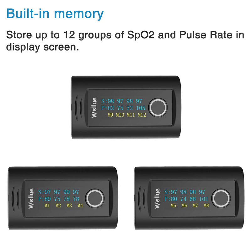 [Australia] - Wellue Fingertip Pulse Oximeter PC-60F, Blood Oxygen Saturation Monitor with Batteries, Carry Bag & Lanyard for Wellness Use 