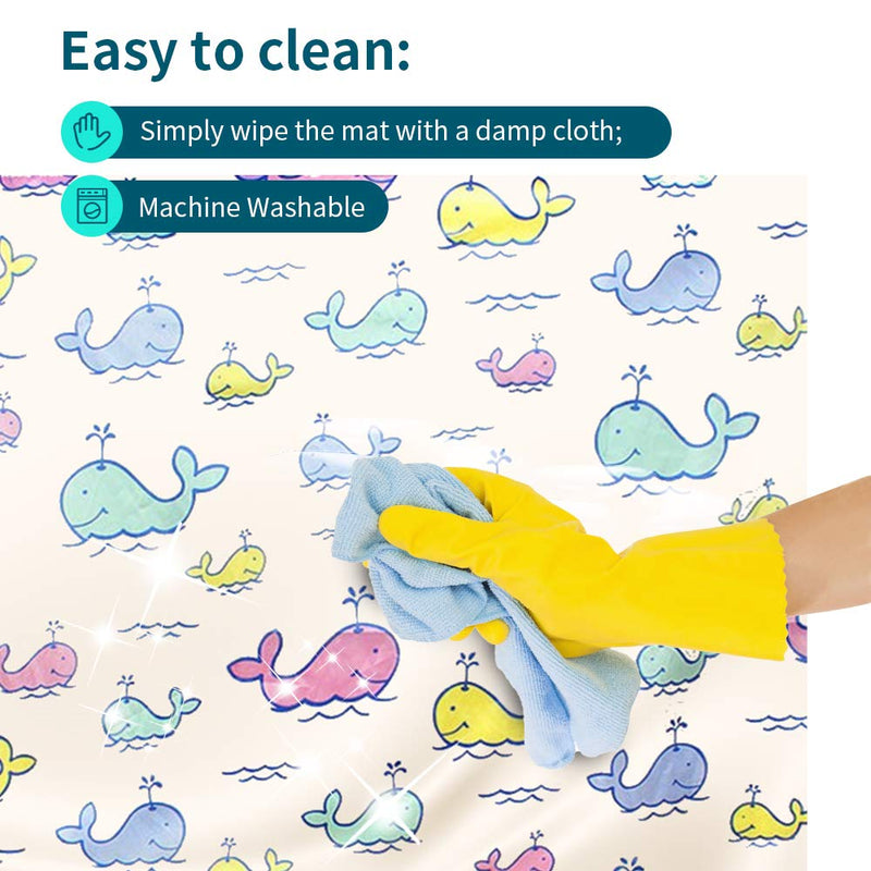 [Australia] - Baby High Chair Splat Floor Mat, 43.3″Waterproof Washable Anti Slip Splash Mat for Eating Mess Floor Protector, Table Cloth and Picnic Mat Whale-43.3″ 