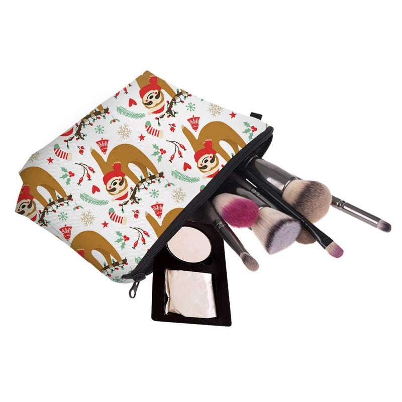 [Australia] - Cosmetic Bag MRSP Makeup bags for women,Small makeup pouch Travel bags for toiletries waterproof Sloth Christmas (52505) 