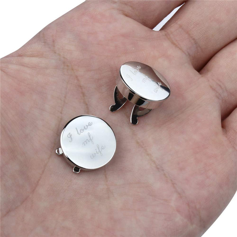 [Australia] - HAWSON Silver Color Laser Button Cover Cufflinks for Men and Impressive Words - Best Choice for Weddling Gift I LOVE MY WIFE 