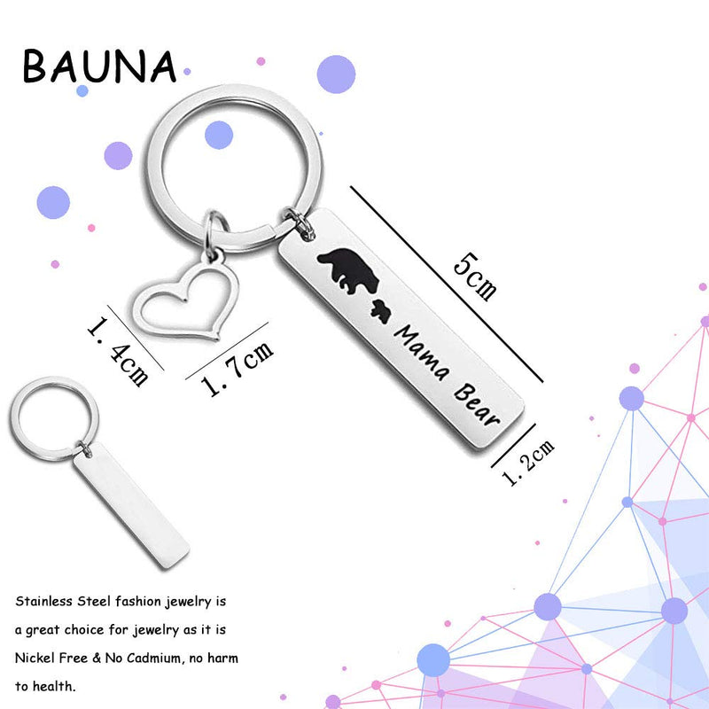 [Australia] - BAUNA Mama Bear Keychain Bear Family Keychain with Cubs Bear Jewelry for Mother Wife Grandma 1 cub 