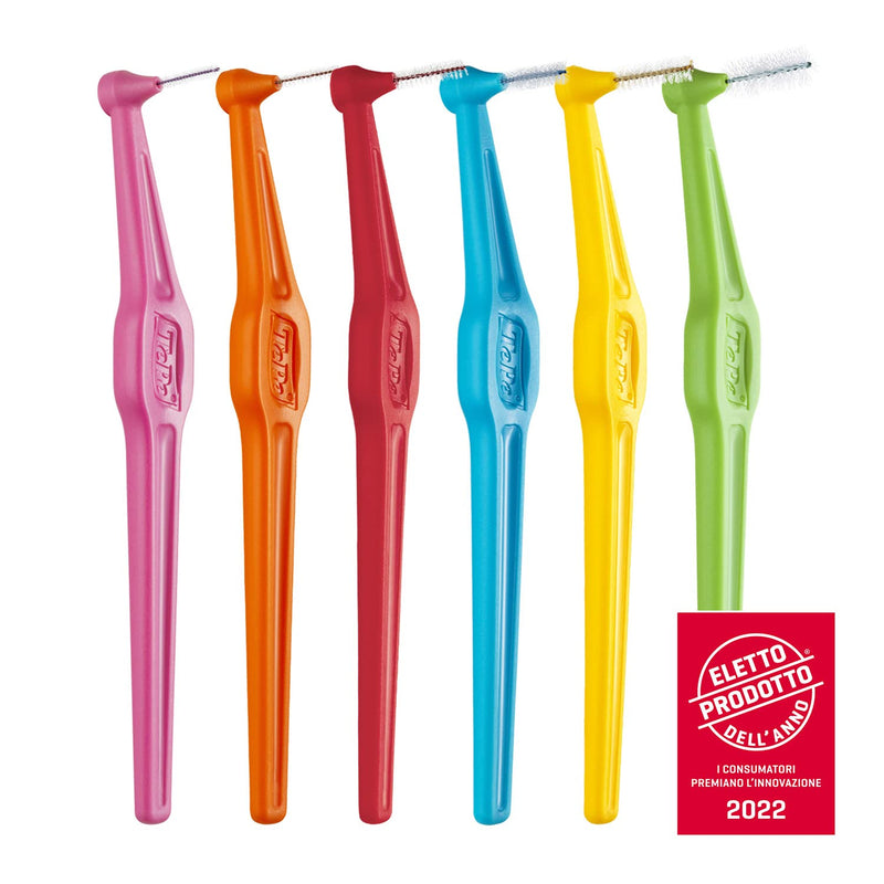 [Australia] - TePe Angle Interdental Brushes Mixed Pack / Samples of Every Size / Easy and simple interspace cleaning with long handle and angled neck / 2 x 6 brushes 
