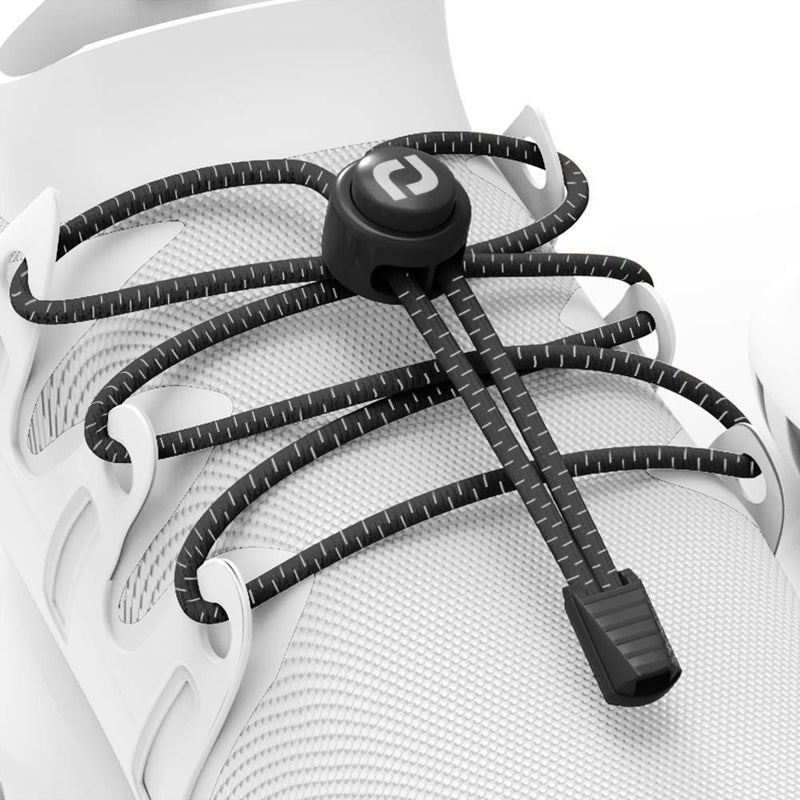 [Australia] - RJ-Sport Elastic Shoelaces with Speed Lacing System for Unique Comfort Fit and Strong Hold Number 002 - Reflective Black. 