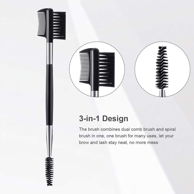 [Australia] - 3 Pieces Eyebrow Eyelash Shaper Eyelash Comb and Eyebrow Brush Dual Comb Eyebrow Brush Double Head Eyebrow Brush Eyebrow Eyelash Makeup Grooming Tool for Women Girls Cosmetic Travel (Black) Black 