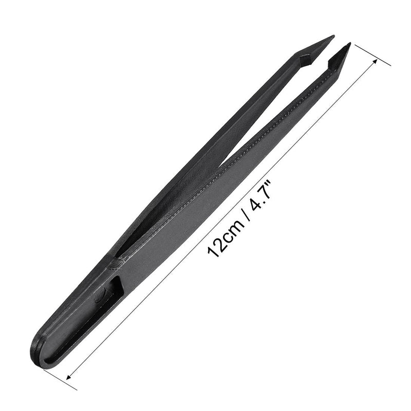 [Australia] - sourcingmap Plastic Anti-Static Tweezers, Precision Slant Point Tip for Craft DIY Beauty Electronics Repair Tool Black 20 Pcs 