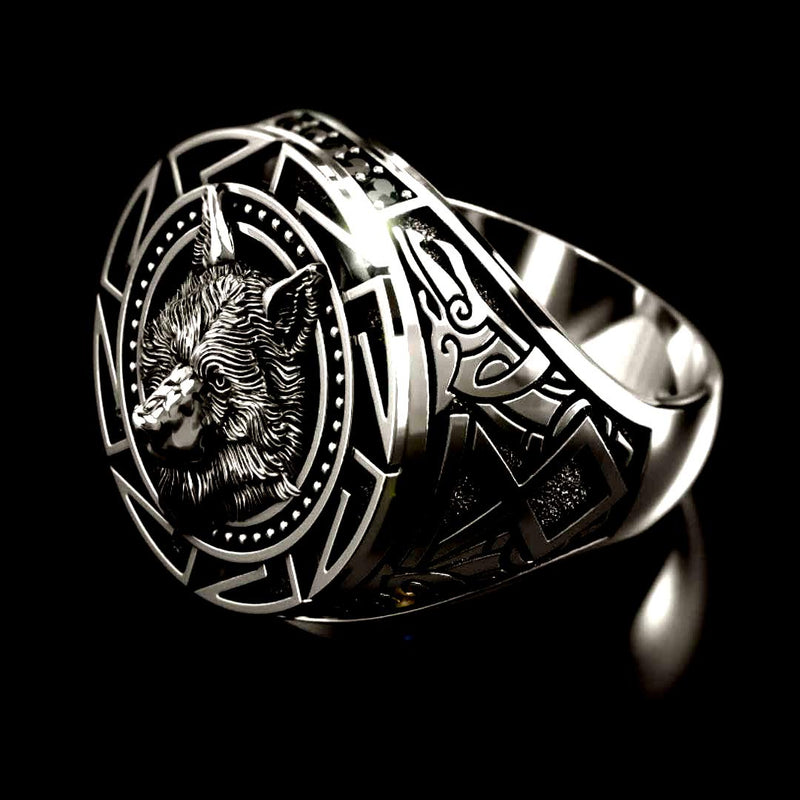 [Australia] - MYLY Viking Rings for Men,Stainless Steel Celtic Wolf Head Ring,Pirate Compass Norse Ring for Men,All Package Come With Another Ring A 7 