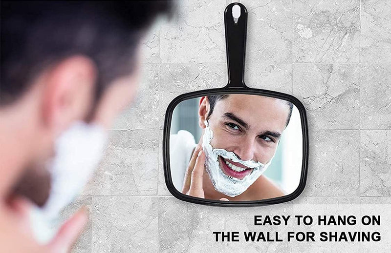 [Australia] - KOMUNJ Hand Held Mirror, Salon Hairdresser Hand Held Mirror, Black Handheld Hairdressing Mirror, Professional Hand Held Mirror Salon Barbers Hairdressers Paddle Mirror 