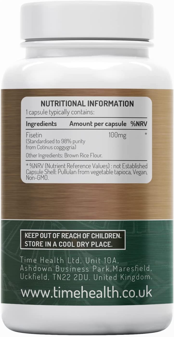 [Australia] - Fisetin - Ultra Pure - 100mg - 60 Capsules - Anti-Ageing - Autophagy - Senolytic - GMP Standards - UK Made - Vegan (120 Count (Pack of 1)) 120 Count (Pack of 1) 