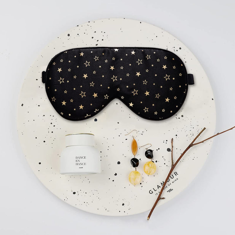 [Australia] - 100% Silk Sleep mask with Adjustable Strap,Comfortable and Super Soft Eye mask Ultimate Sleeping aid,blindford Golden Stars Goldenstar 