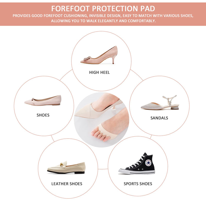 [Australia] - 6 Pairs of Honeycomb Forefoot Pads with 2 Pairs of Sponge Heel Pads, Metatarsal Pads Toe Pads for Foot Pain, Outdoor Running 