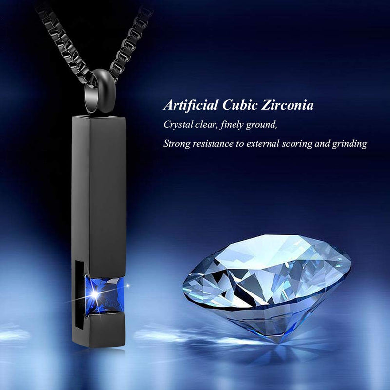 [Australia] - XSMZB Crystal Cremation Urn Jewelry Cube Memorial Ashes Necklace Pendant Keepsake- Black Birthstone Series Blue 