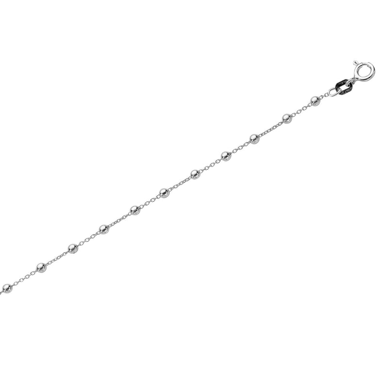 [Australia] - Ritastephens Sterling Silver Italian Shiny Ball Bead Station Link Chain Anklet or Necklace 10.0 Inches Rolo Chain 