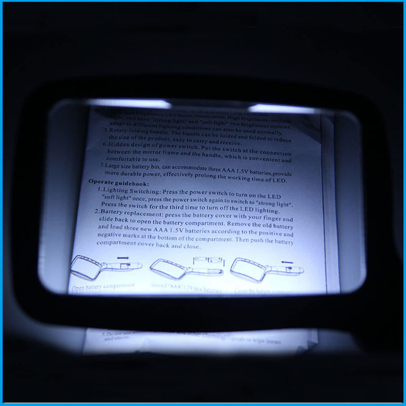 [Australia] - Folded Magnifying Glass with Light, 3X Handheld Large Magnifying Glass LED Lighted Magnifier for Seniors Reading, Soldering, Inspection,Jewelry, Exploring (Folding Handle) Folding Handle 