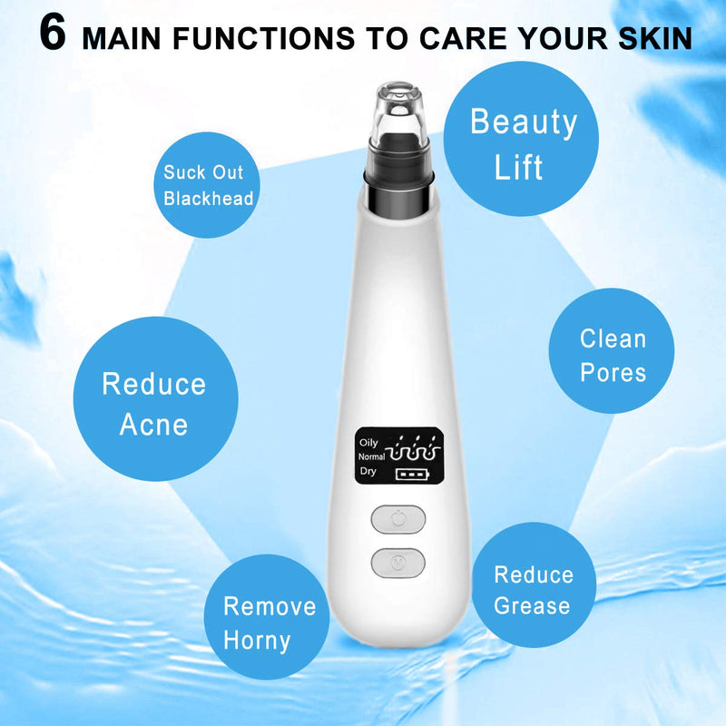 [Australia] - 2021 UPGRADED Blackhead Remover Vacuum, Electric Skin Pore Cleaner Blackhead Vacuum Suction Removal Rechargeable Skin Peeling Machine Comedone Acne Comedo Suction Beauty Device For Nose Face Women Men White 