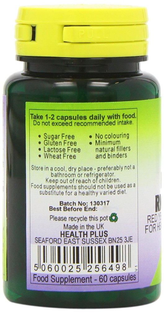 [Australia] - Health Plus Red Yeast Rice Complex Heart Health and Cholesterol Lowering Supplement - Pack of 60 Gelatin Free Capsules 