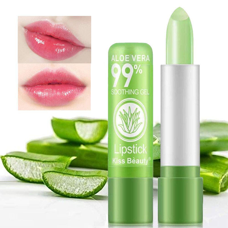 [Australia] - 2 Pack Aloe Vera Lipstick, Firstfly Long Lasting Nutritious Lip Balm Lips Moisturizer Magic Temperature Color Change Lip Gloss (Green) Green 