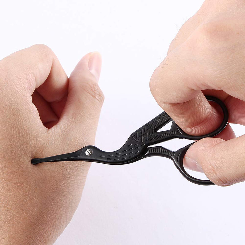 [Australia] - LIVINGO Rounded Tip Vintage Stork Scissors, Professional Stainless Steel with Black Titanium Coated, Cuticle Pedicure Beauty Grooming Retro Scissors for Eyebrow, Facial Hair, Dry Skin, Nose Hair 9cm 