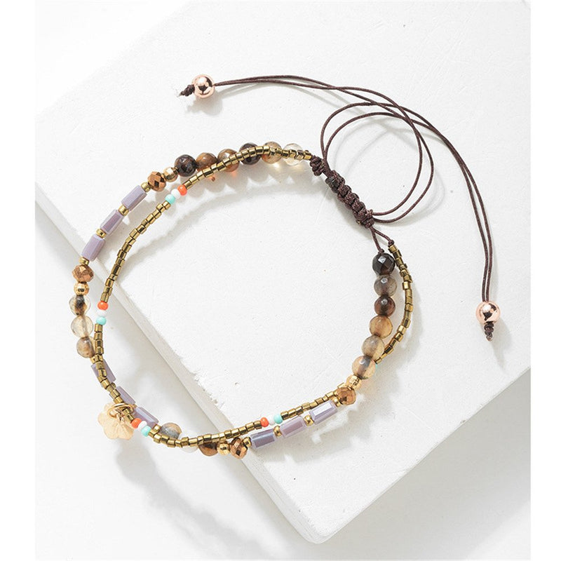 [Australia] - Joya Gift Handmade Adjustable Wrap Bracelet Bohemian String Braided Beads Anklets Gifts for Women Girls Yellow 