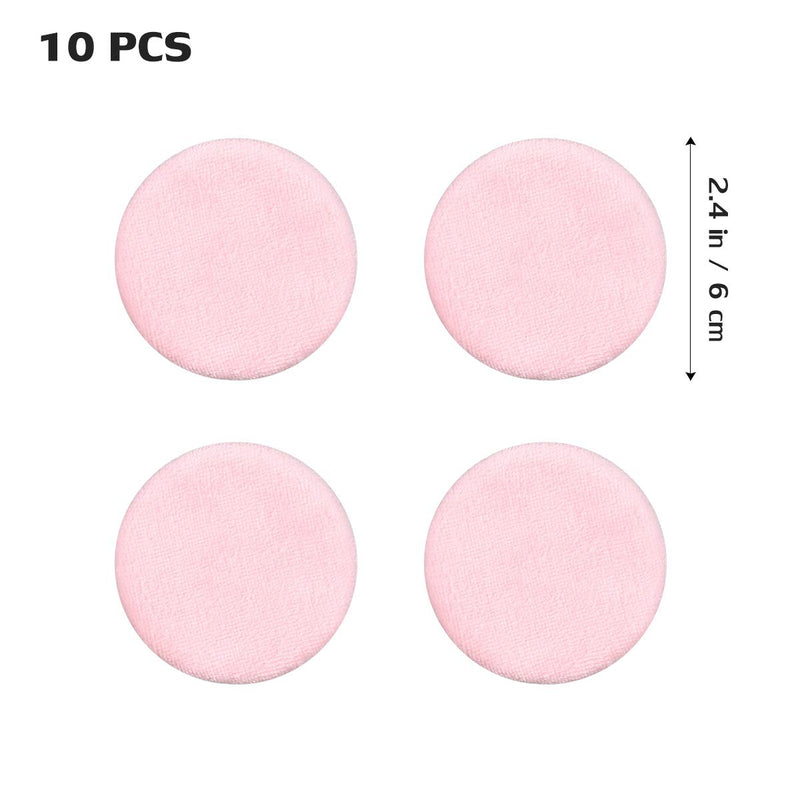 [Australia] - Frcolor 10pcs Powder Puff Pure Cotton Round Makeup Puff with Strap for Powder Foundation Loose Mineral Powder Body Powder (5.5 x 7mm Random Color) 