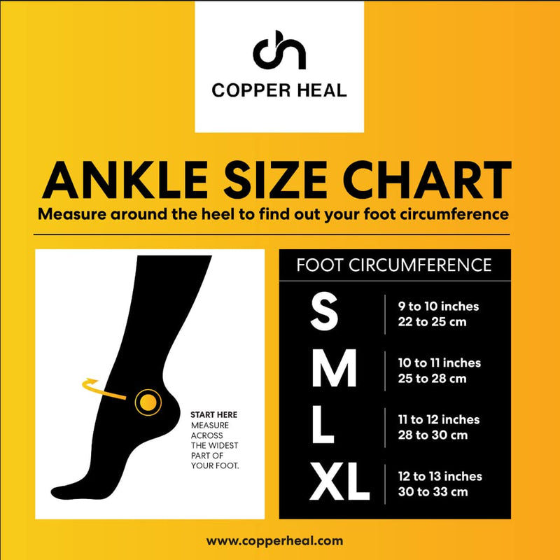 [Australia] - Ankle Compression Sleeve by COPPER HEAL (Pair) Highest Copper Infused Socks Arch Support Foot Swelling Achilles Tendon Joint Pain Plantar Fasciitis Sports Injury (M) M 